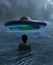Woman sighting a UFO above the sea