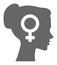 Woman with sign vector heads talking. Gender sign silhouette shape