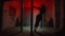 Woman Silhouette Dancing at the Hotel. Pole Dancer female S