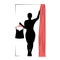 Woman silhouette in fitting room, modern shopping