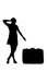 Woman silhouette - pointing at a luggage