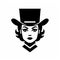 Woman Silhouette In Top Hat Vector Illustration Icon