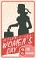 Woman Silhouette Voting in Retro Women\'s Day Poster, Vector Illustration