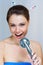 Woman singing in the shower