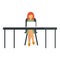 Woman single office working icon, flat style