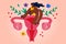 Woman sit on uterus with flowers