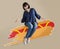 Woman sitting on hotdog icon