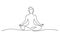 Woman sitting in lotus pose yoga. Continuous one line drawing.