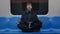 Woman sitting in lotus position at subway and meditating