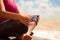 Woman sitting in relaxation yoga pose