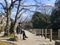 Woman sitting and seeing view around Kenrokuen garden and Kanazawa castle on her relax time