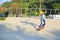 Woman skateboarders riding on a skateboard