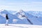 Woman Skier skiing on Hintertux Glacier in Tyrol Austria