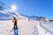 Woman Skier skiing Hintertux Glacier in Tyrol of Austria