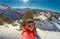 Woman skiing at Rofan mountains at the Alps in Tyrol, Austria