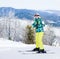 Woman skiing showing thumbs up