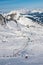 A woman is skiing at a ski resort of Kaprun, Kitzsteinhorn glacier. Austria