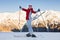 Woman Skiing In Solden; Otztal Alps; Tirol; Austria