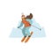 Woman skiing in winter mountains resort isolated vector illustration