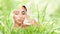 Woman with skin care. wellness suncream. people creme lifestyle. honeycomb. Green grass background