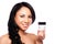 Woman with Skincare moisturizing facial cream