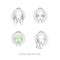 Woman skincare routine Icon collection. Steps how to apply face make-up. Vector isolated illustrations set.