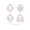 Woman skincare routine Icon collection. Steps how to apply face make-up. Vector isolated illustrations set.