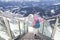 Woman on skywalk on Dachstein mountain