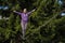 Woman slacklining at sunny day