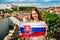 Woman with slovak flag in Bratislava