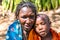 Woman with small children of the Hadzabe tribe.