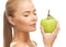 Woman smelling apple