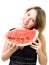 Woman smile holding watermelon
