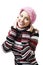Woman smile in winter pink cap