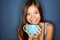 Woman smiling drinking tea