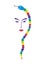 Woman snake, stylized colorful portrait. Rainbow laconic female portrait graphic drawing.