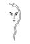 Woman snake, stylized portrait. Laconic female portrait graphic drawing.