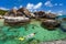 Woman snorkeling at tropical water