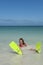 Woman snorkelling at tropical beach