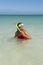 Woman snorkelling at tropical beach