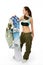 Woman with a snowboard