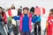 Woman With Snowboard Group Of People Ski Snowboard Resort Winter Snow Mountain