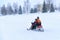 Woman on Snowmobile Winter Finland Lapland at Christmas