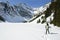 Woman snowshoeing in the Canadian rockies