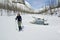 Woman snowshoeing in the Canadian rockies