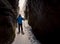 Woman snowshoeing in Quebec Canada