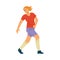 Woman soccer sport training. Female run in soccer uniform and look back, isolated. Flat vector illustration.