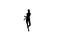 Woman solo dancing elements of ballroom dancing. Black silhouette, studio