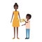 Woman with son and trumpet avatar character