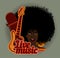 Woman soul singer. Afro hairstyle. Vector image. Jazz and blues music. Vintage poster